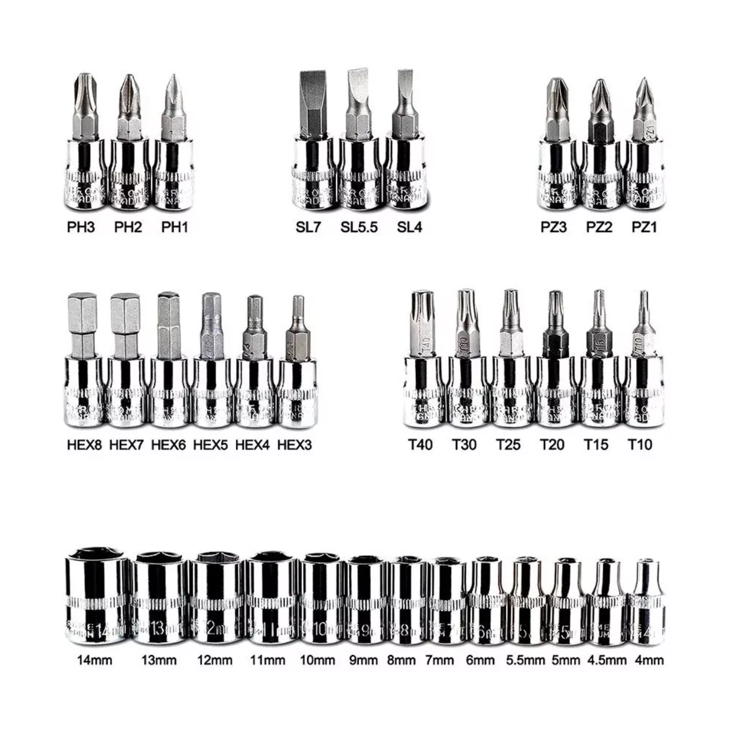 Miniatura 2 de JUEGO DE COPAS RACHET 1/4 X 46 PIEZAS